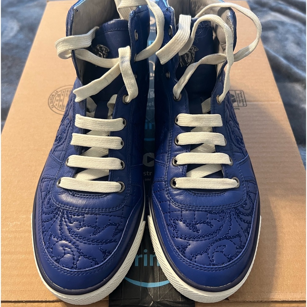 Versace”Nipsey Blue” leather sneakers